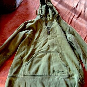 Green Carhartt hoodie.